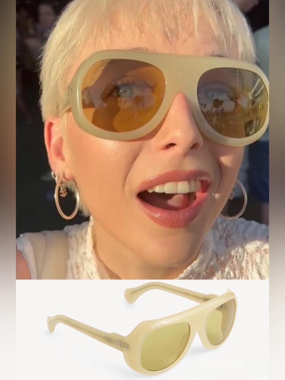 PORT TANGER Beige Kuky Sunglasses Emma Chamberlain Coachella sunglasses